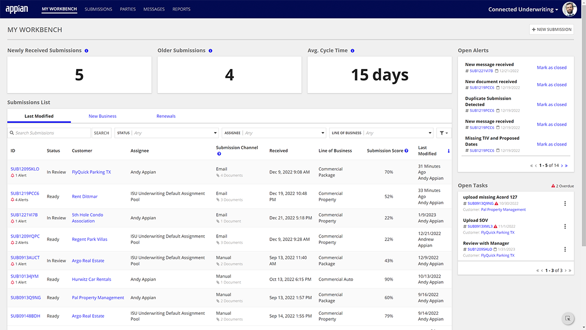 dashboard-of-connected-underwriting-low-code-solution-for-insurance